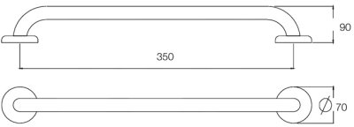 GB-3327-35 ราวกันลื่น ความยาว 35 ซม. ⌀ 25.4 มม. ผิวเงา