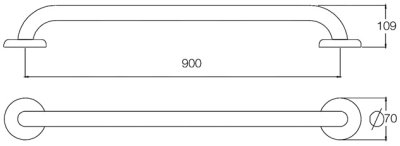 GB-3327-3-90 ราวกันลื่น ความยาว 90 ซม. ⌀ 38 มม. ผิวเงา