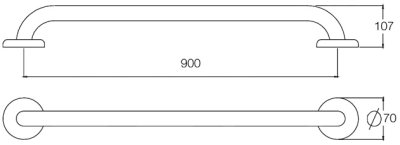 GB-3327-2-90 ราวกันลื่น ความยาว 90 ซม. ⌀ 32 มม. ผิวเงา