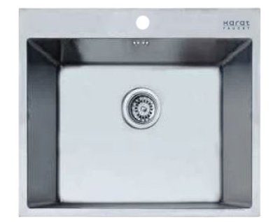 KK-03-010H-63 ชุดอ่างซิงค์ทรงเหลี่ยม แบบ 1 หลุมไม่มีที่พัก SUS304 หนา 1 พร้อมท่อน้ำทิ้ง+โฟมเส้น+คลิปล๊อค 500x500x200 มม.