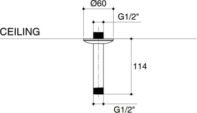 K-22324X-CP ก้านฝักบัวทรงกลมแบบติดเพดาน