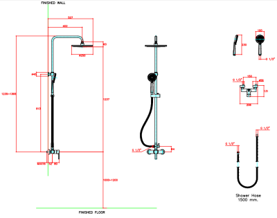 K-76233X-ZZ-CP ท่อลอยพร้อมก๊อกผสมยืนอาบ รุ่น PINE