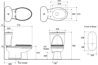 K-98122X-S-WK สุขภัณฑ์ แบบสองชิ้น 4.5 ลิตร รุ่น PELICAN