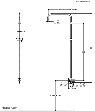 K-98950X-CP ท่อลอยสำหรับฝักบัวพร้อมที่สลับทางน้ำ รุ่น ORBIS