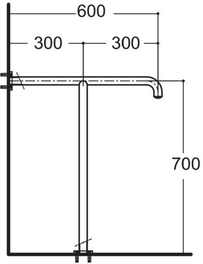HR-320170-01 ราวทรงตัว รูปตัวที ⌀32 มม. HAIR LINE
