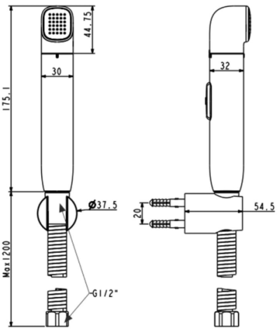 A-4800B-BK / FFASTS28-000441BT0 หัวฉีดชำระ รุ่น DuoSTiX™