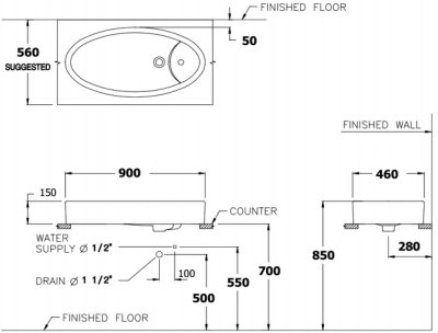 C0022(KW) อ่างล้างหน้า แบบวางบนเคาน์เตอร์ รุ่น BUG 90 (สีเขียวกีวี)