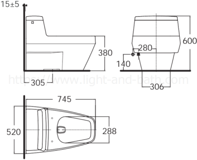 TF-2030-WT-0 สุขภัณฑ์ แบบชิ้นเดียว 6 ลิตร รุ่น IDS CLEAR