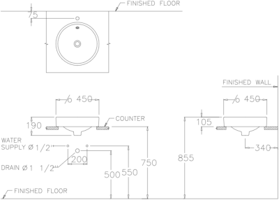 C00027 อ่างล้างหน้า แบบวางบนเคาน์เตอร์ รุ่น NEO