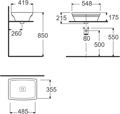 WP-F616-WT อ่างล้างหน้า แบบวางบนเคาน์เตอร์ รุ่น NOBILE