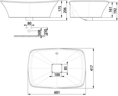 WP-F602-WT อ่างล้างหน้า แบบวางบนเคาน์เตอร์ รุ่น LA MODA