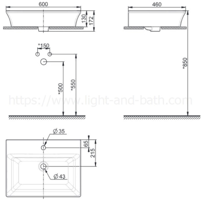 WP-F525-WT อ่างล้างหน้า แบบวางบนเคาน์เตอร์ รุ่น KASTELLO