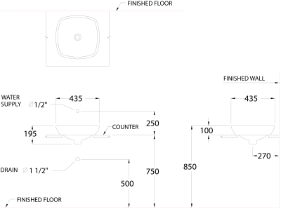 C0003 อ่างล้างหน้า แบบวางบนเคาน์เตอร์ รุ่น TESS