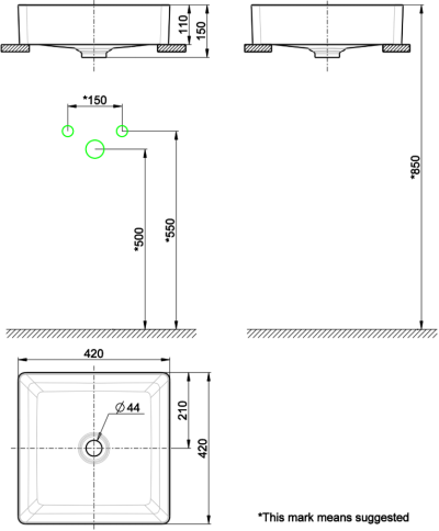 WP-F411-WT อ่างล้างหน้า แบบวางบนเคาน์เตอร์ รุ่น ACACIA SUPASLEEK