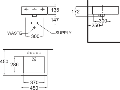 TF-0544-WT อ่างล้างหน้า แบบวางบนเคาน์เตอร์ รุ่น MIZU-45