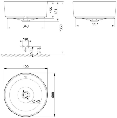 TF-0509-WT อ่างล้างหน้า แบบวางบนเคาน์เตอร์ รุ่น ACACIA EVOLUTION