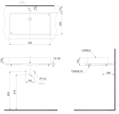LW953JW/F อ่างล้างหน้า แบบวางบนเคาน์เตอร์
