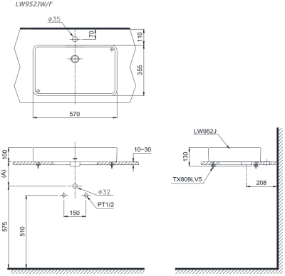 LW952JW/F อ่างล้างหน้า แบบวางบนเคาน์เตอร์