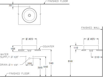C003407 อ่างล้างหน้า แบบวางบนเคาน์เตอร์ รุ่น SENSATION ROUND