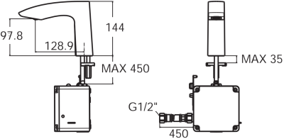 A-8506-AC ก๊อกน้ำเย็นอ่างล้างหน้าอัตโนมัติ (แบบใช้ไฟฟ้า) รุ่น LINE SENSOR