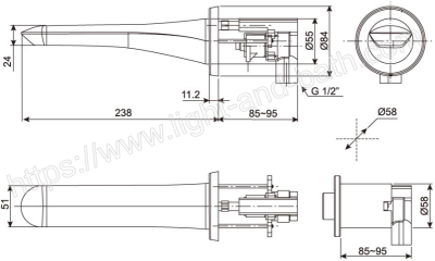 A-8837-000-50 ก๊อกอ่างล้างหน้า แบบเซ็นเซอร์ (ติดผนัง) รุ่น SELECTRONIC LUX