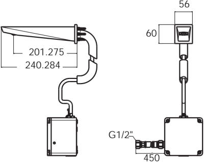 A-8511-DC ก๊อกน้ำเย็นอ่างล้างหน้าอัตโนมัติแบบติดผนัง (แบบใช้แบตเตอรี่) รุ่น LINE SENSOR