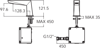 A-8509-DC ก๊อกน้ำเย็นอ่างล้างหน้าอัตโนมัติ (แบบใช้แบตเตอรี่) รุ่น LINE SENSOR