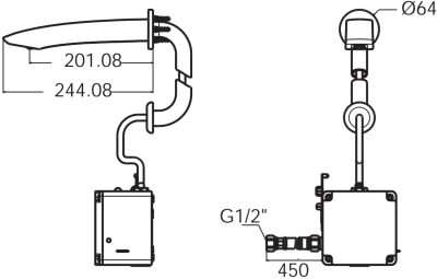 A-8508-AC ก๊อกน้ำเย็นอ่างล้างหน้าอัตโนมัติแบบติดผนัง (แบบใช้ไฟฟ้า) รุ่น LINE SENSOR