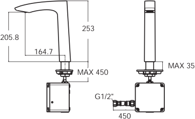 A-8507-DC ก๊อกน้ำเย็นอ่างล้างหน้าอัตโนมัติทรงสูง (แบบใช้แบตเตอรี่) รุ่น LINE SENSOR