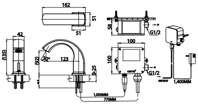 CT4908AC ก๊อกอ่างล้างหน้าอัตโนมัติ(แบตเตอรี่)