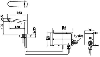 CT4902DC ก๊อกเดี่ยวอ่างล้างหน้าอัตโนมัติ (ใช้แบตเตอร์รี่)