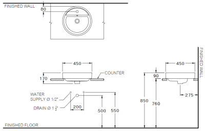 C003807MM อ่างล้างหน้า แบบวางบนเคาน์เตอร์ รุ่น GEO CIRCLE