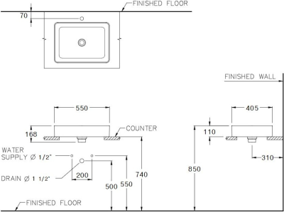 C003427 อ่างล้างหน้า แบบวางบนเคาน์เตอร์ รุ่น SENSATION RECTANGLE
