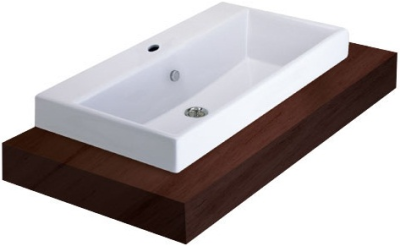 C0900 อ่างล้างหน้า แบบวางบนเคาน์เตอร์ รุ่น QUADO 90 (เจาะ 1 รูก๊อก)