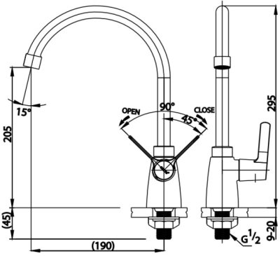 CT130C57(HM) ก๊อกเดี่ยวอ่างล้างจาน แบบติดเคาน์เตอร์/ขอบอ่าง รุ่น NEW WINDY