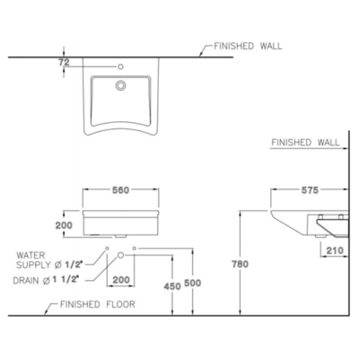 C00537 อ่างล้างหน้า แบบแขวนผนัง รุ่น FOR ALL