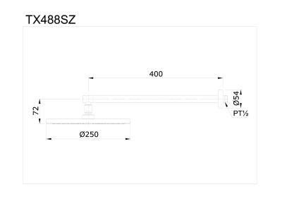 TX488SZ#BG ฝักบัวก้านแข็ง (ชนิดติดผนัง) Ø250 มม.