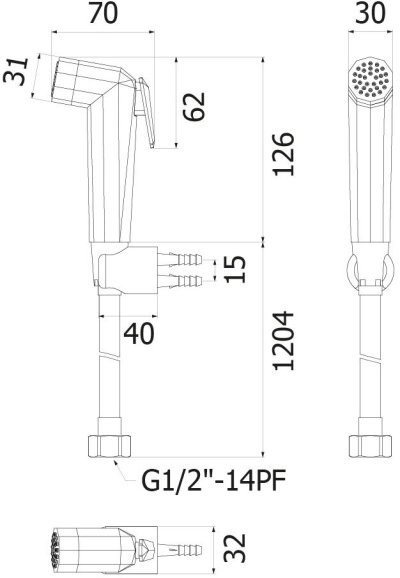 FXHOY-0072BS ชุดสายฉีดชำระ รุ่น BASE