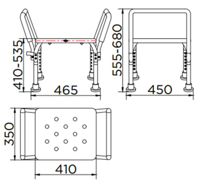 KB-02-860-11 เก้าอี้นั่งอาบน้ำ แบบตั้งพื้น ปรับระดับความสูงได้ 41-53.5 ซม.