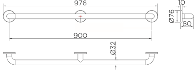 KB-12-831-ST90 ราวทรงตัว ความยาว 90 ซม.
