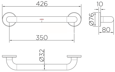 KB-12-831-ST35 ราวทรงตัว ความยาว 35 ซม.
