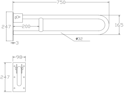 KB-12-839-ST(S) ราวทรงตัวแบบสวิงสำหรับโถสุขภัณฑ์