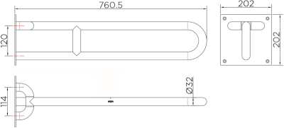 KB-12-838-ST(S) ราวทรงตัวแบบสวิงสำหรับโถสุขภัณฑ์