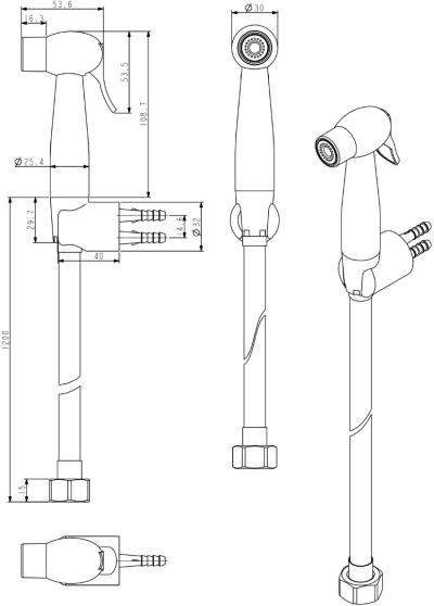 FXHOY-0026PZ ชุดหัวฉีดชำระทรงกลมสีขาว+ชมพู+สายพลาสติกสีขาว รุ่น FANCY