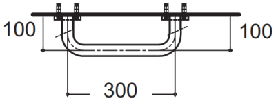 HR-380435-01 ราวทรงตัวแบบตรง ⌀38 มม. ขนาด 100x300 มม. ผิวขัด Hair-line