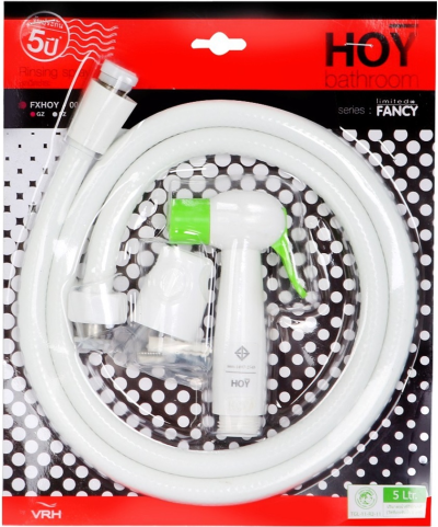 FXHOY-0026GZ ชุดหัวฉีดชำระทรงกลมสีขาว+เขียว+สายพลาสติกสีขาว รุ่น FANCY