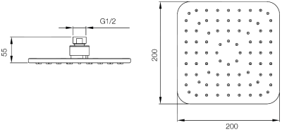 WS-8281S หัวฝักบัวสแตนเลส แบบเหลี่ยม 8 นิ้ว