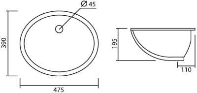 MC303 อ่างล้างหน้า แบบฝังใต้เคาน์เตอร์ 