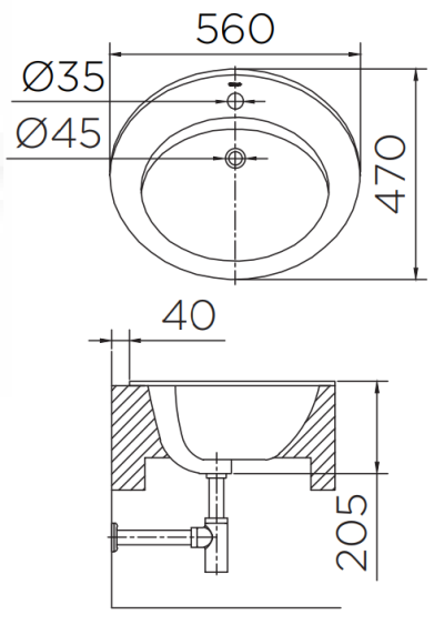 ECW-01-221F-11 อ่างล้างหน้า แบบฝังบนเคาน์เตอร์