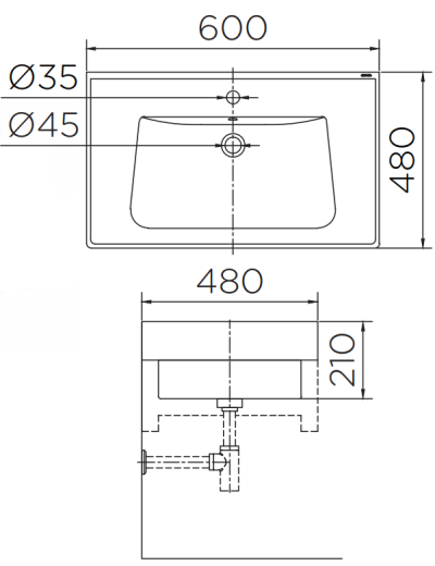 ECW-01-211F-11 อ่างล้างหน้า แบบฝังบนเคาน์เตอร์